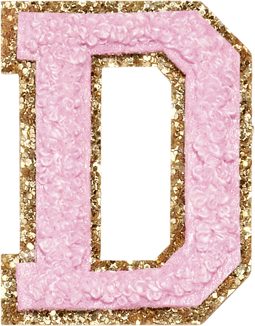 Flamingo Glitter Varsity Letter Patches
