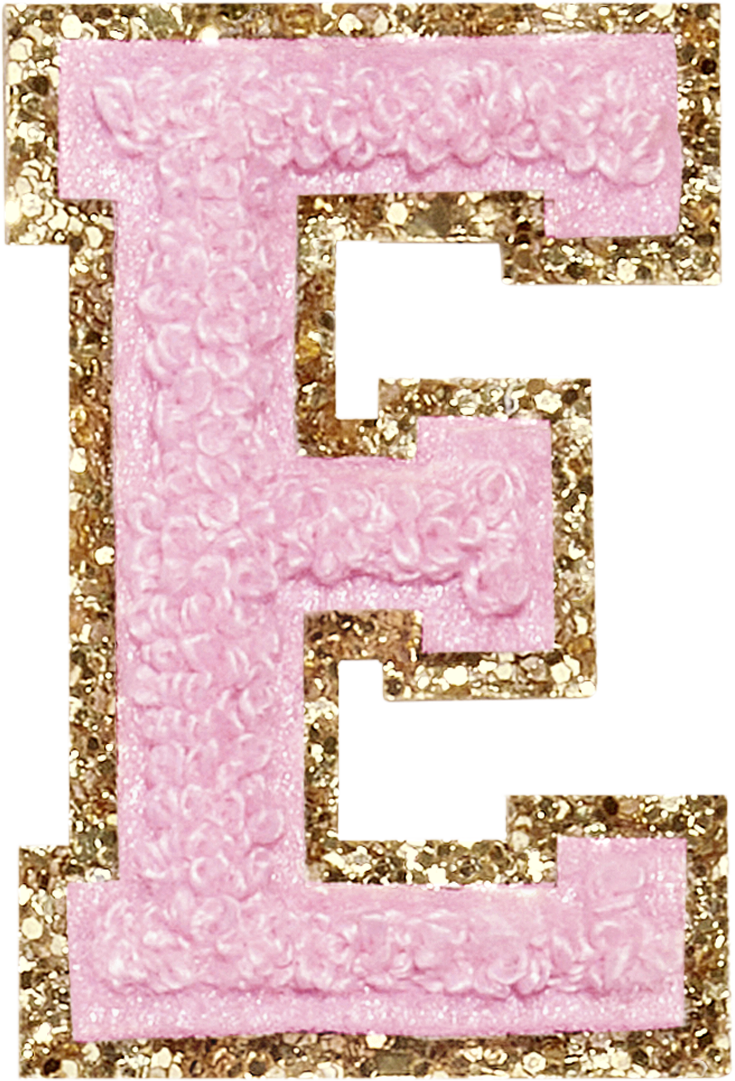 Flamingo Glitter Varsity Letter Patches