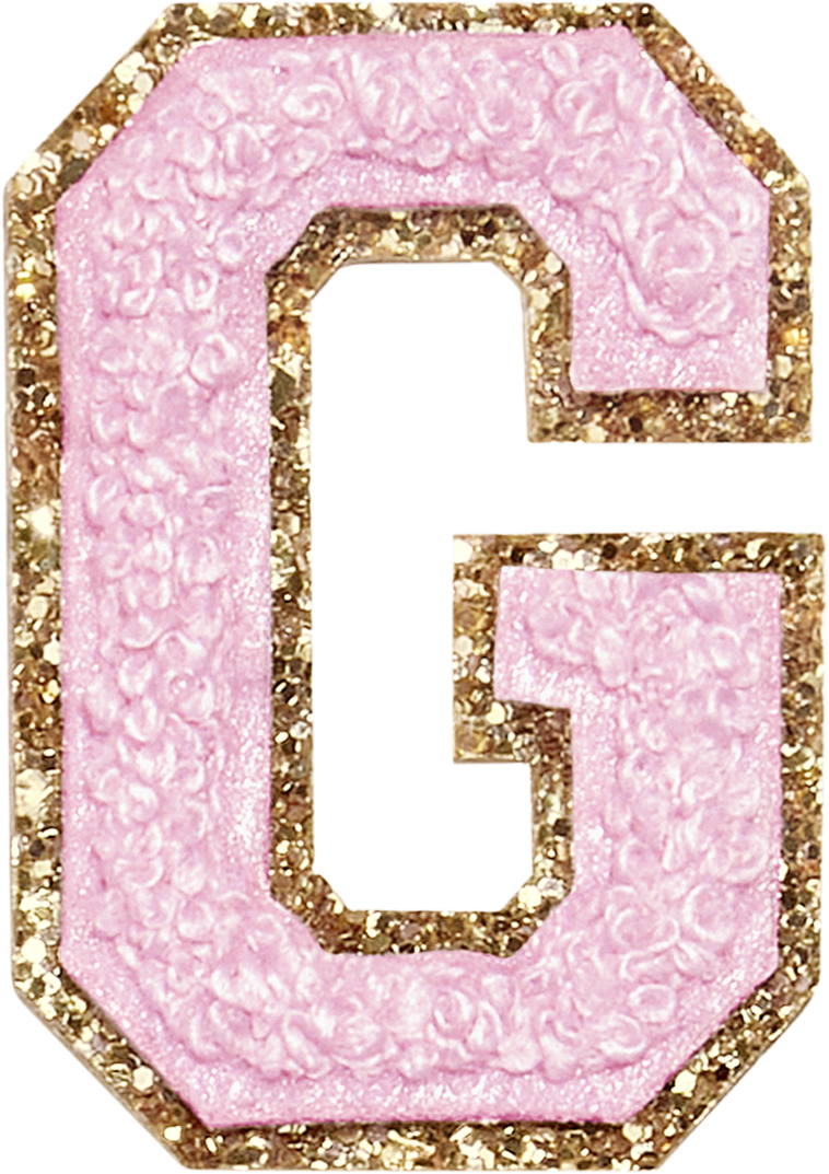 Flamingo Glitter Varsity Letter Patches