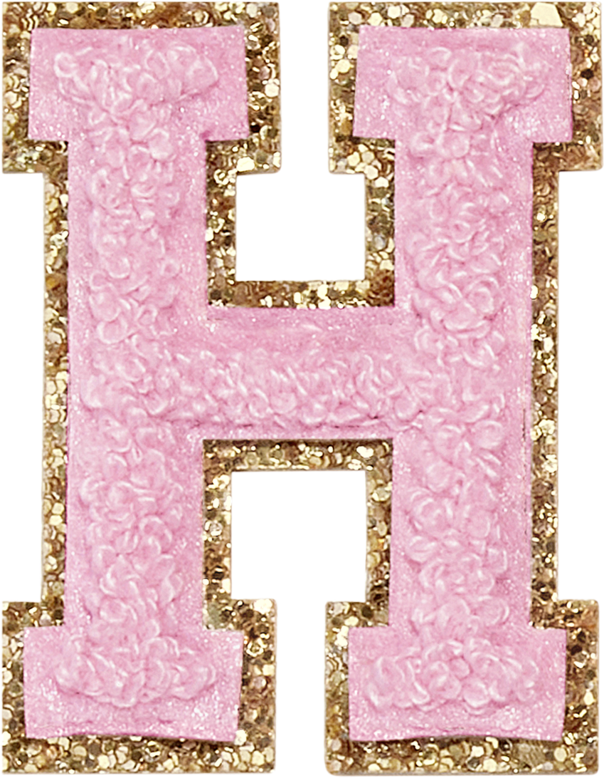 Flamingo Glitter Varsity Letter Patches