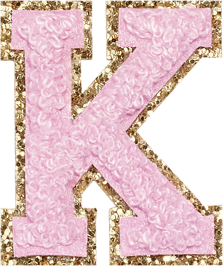 Flamingo Glitter Varsity Letter Patches
