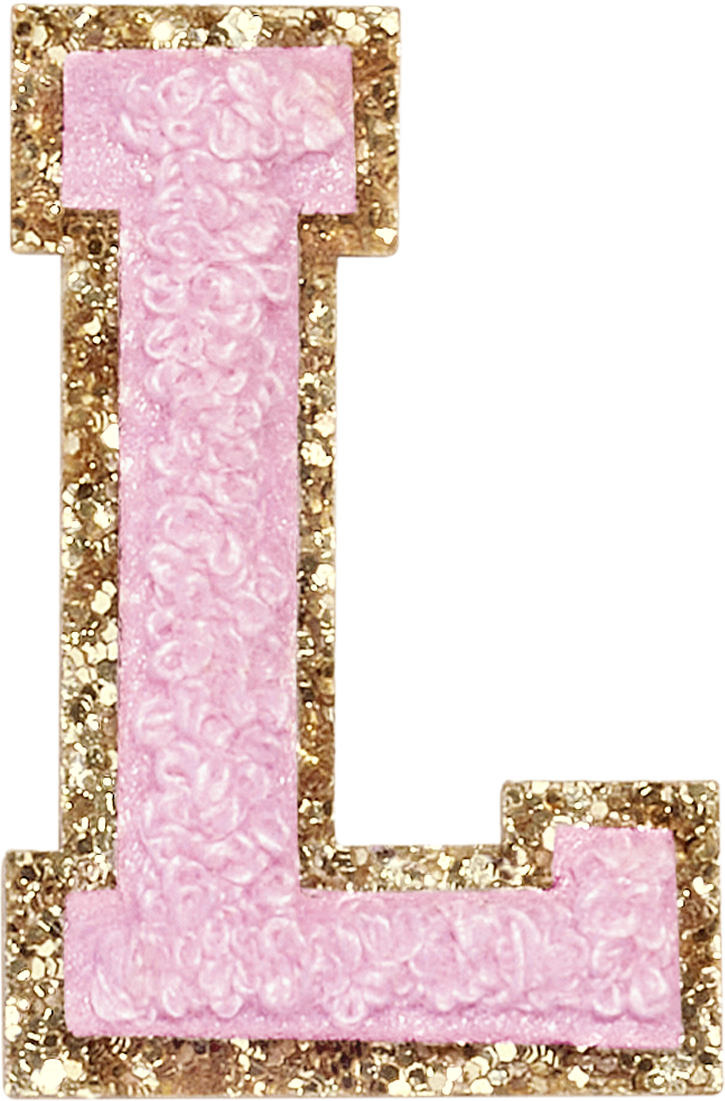 Flamingo Glitter Varsity Letter Patches
