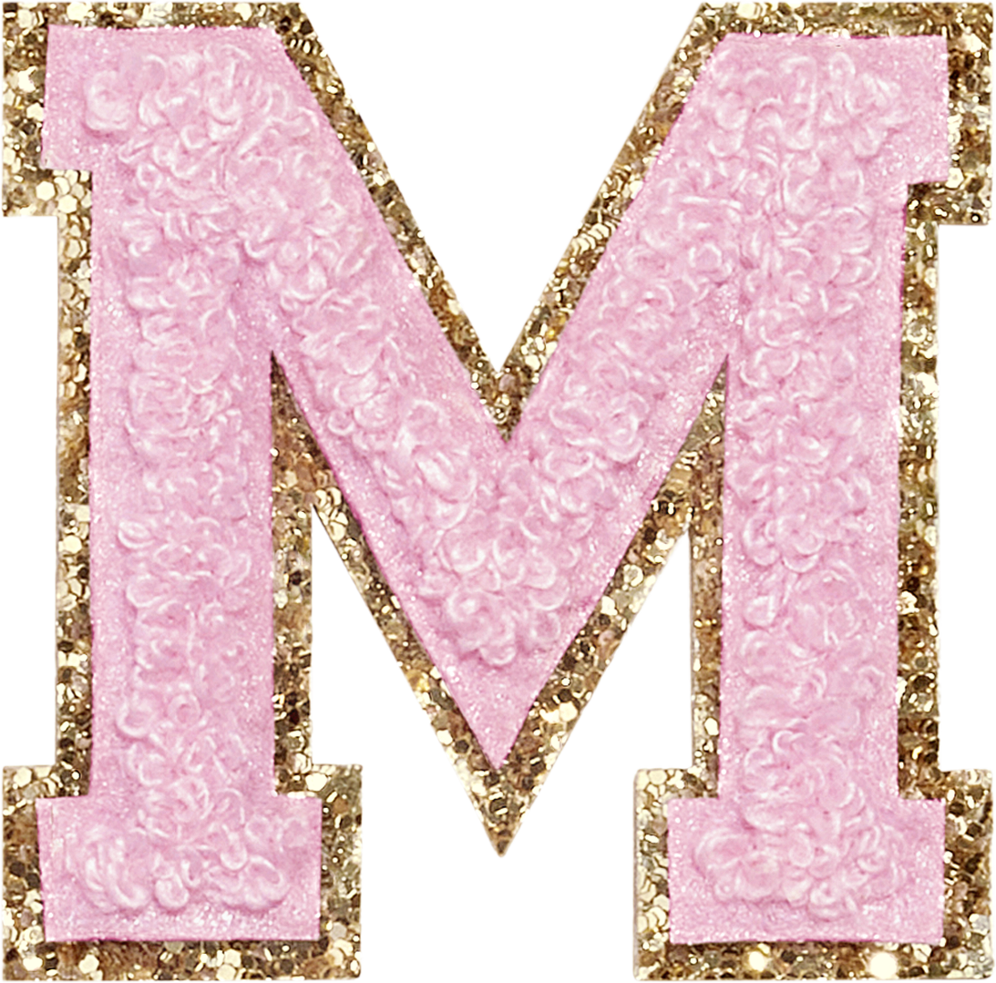 Flamingo Glitter Varsity Letter Patches
