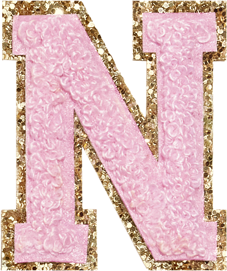 Flamingo Glitter Varsity Letter Patches