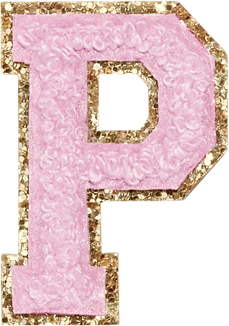 Flamingo Glitter Varsity Letter Patches