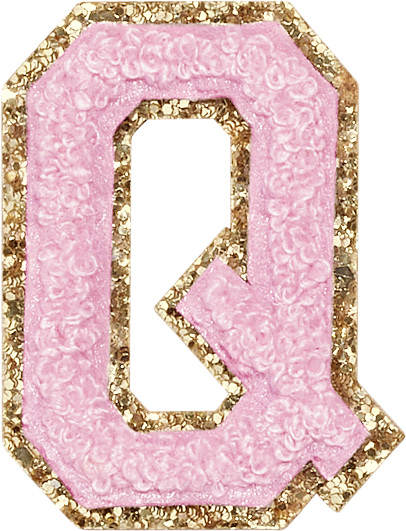 Flamingo Glitter Varsity Letter Patches