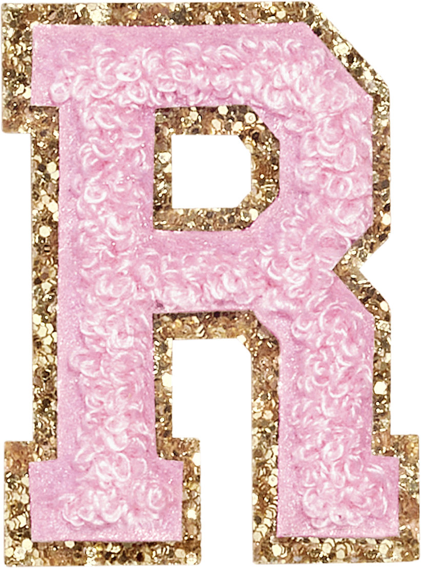 Flamingo Glitter Varsity Letter Patches