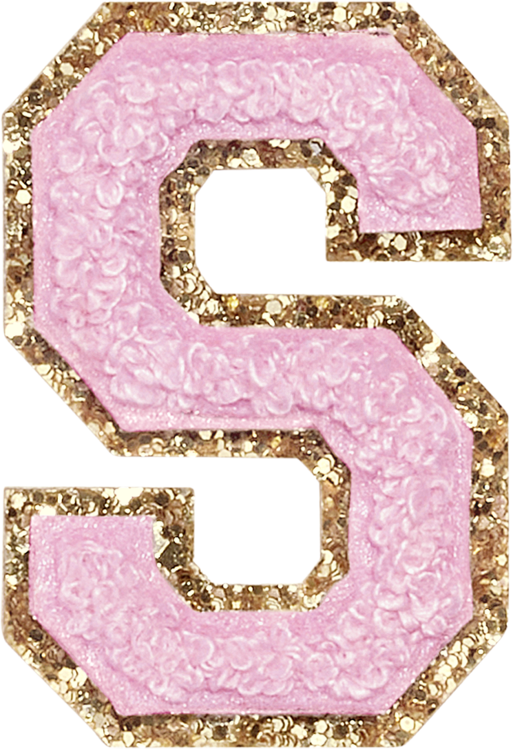 Flamingo Glitter Varsity Letter Patches
