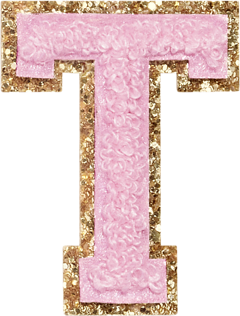 Flamingo Glitter Varsity Letter Patches