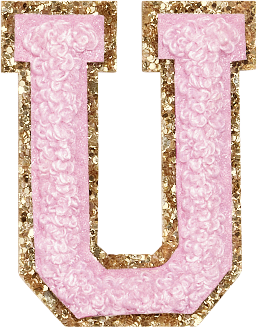 Flamingo Glitter Varsity Letter Patches