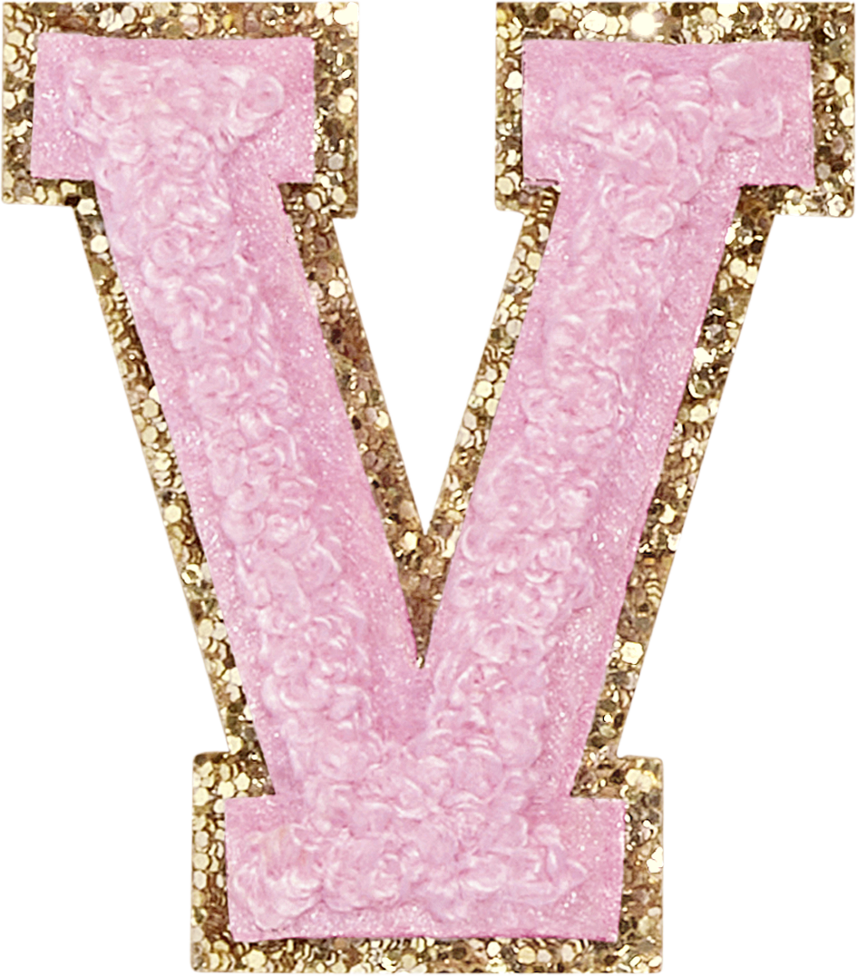 Flamingo Glitter Varsity Letter Patches