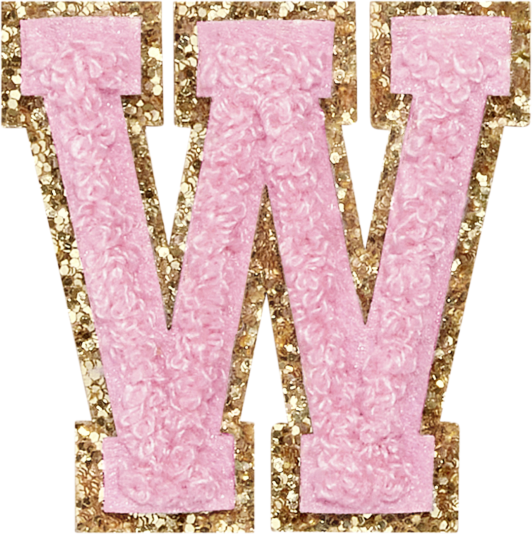 Flamingo Glitter Varsity Letter Patches
