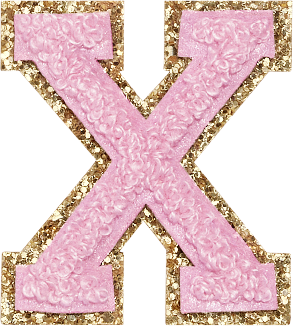 Flamingo Glitter Varsity Letter Patches