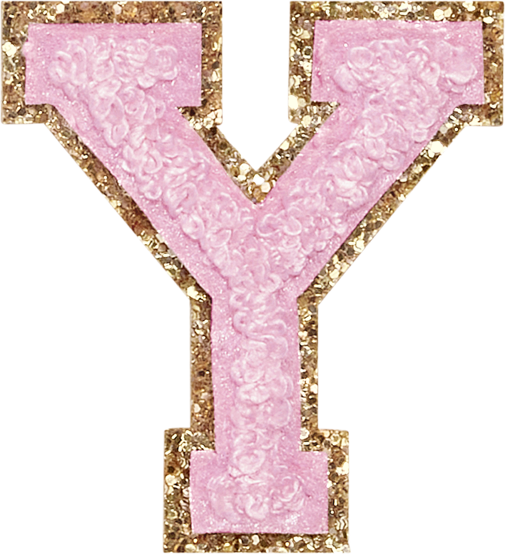Flamingo Glitter Varsity Letter Patches
