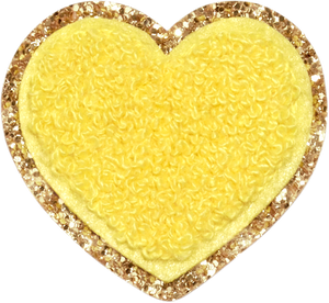 Lemon Glitter Varsity Heart Patch