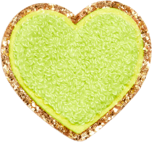 Lime Glitter Varsity Heart Patch