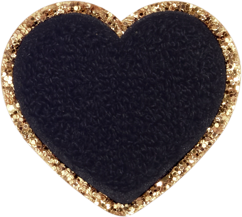Noir Glitter Heart Patch