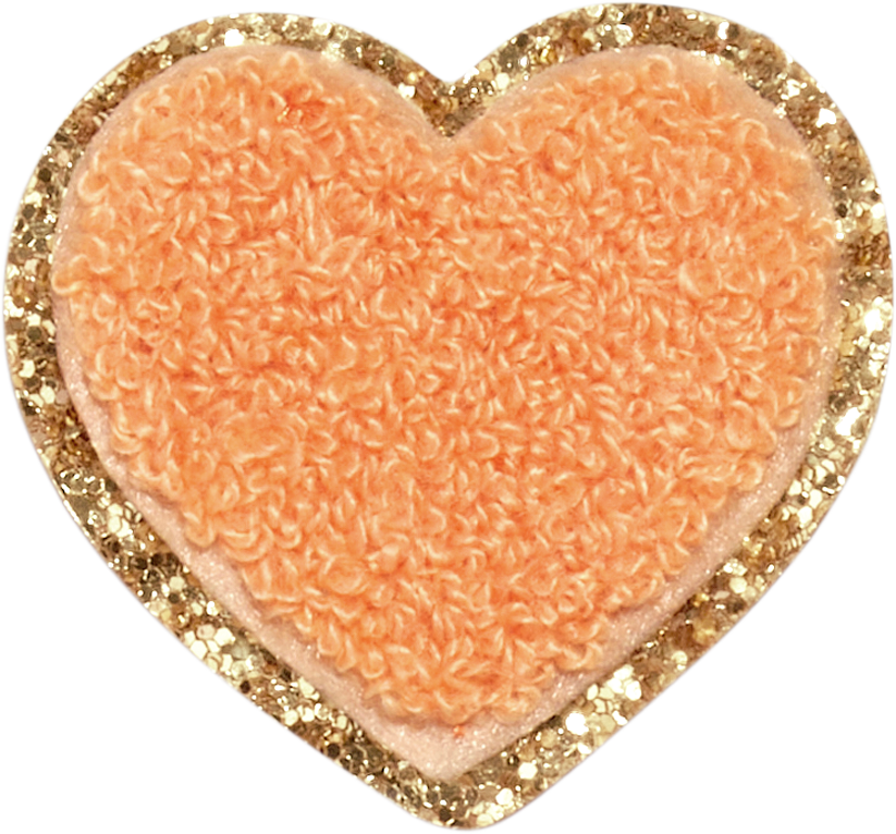 Peach Glitter Heart Patch