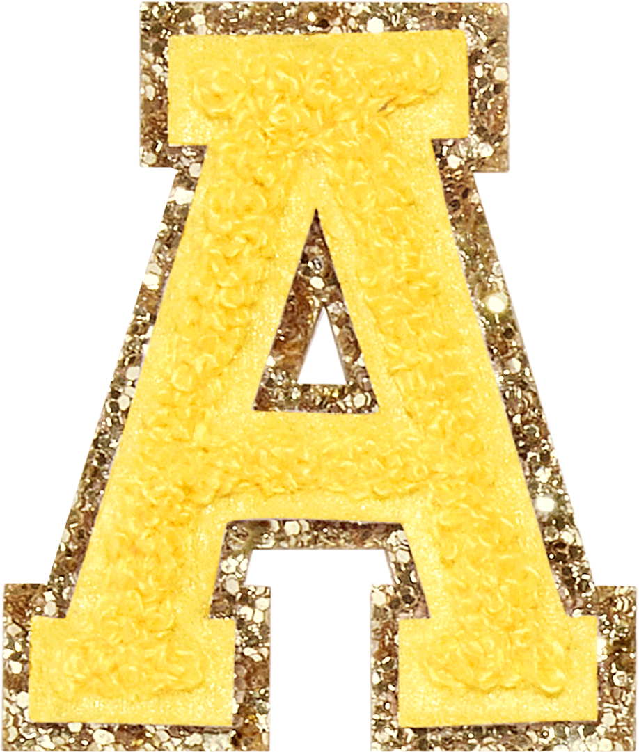 Lemon Glitter Varsity Letter Patches