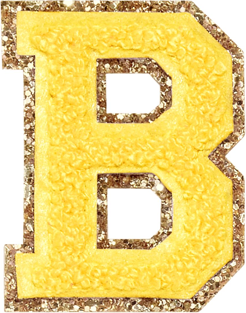 Lemon Glitter Varsity Letter Patches