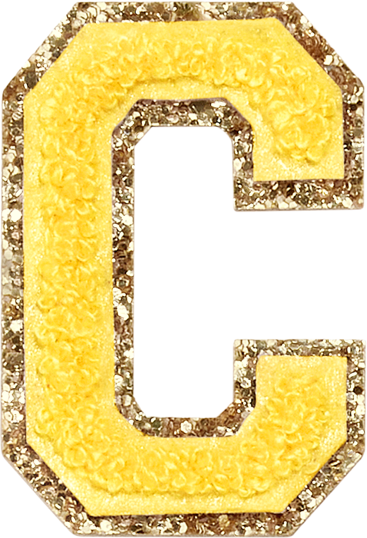Lemon Glitter Varsity Letter Patches