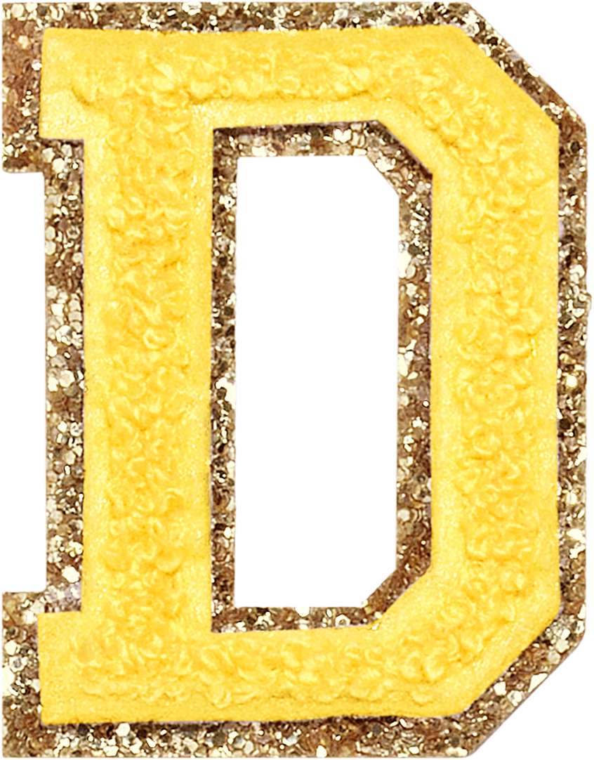 Lemon Glitter Varsity Letter Patches