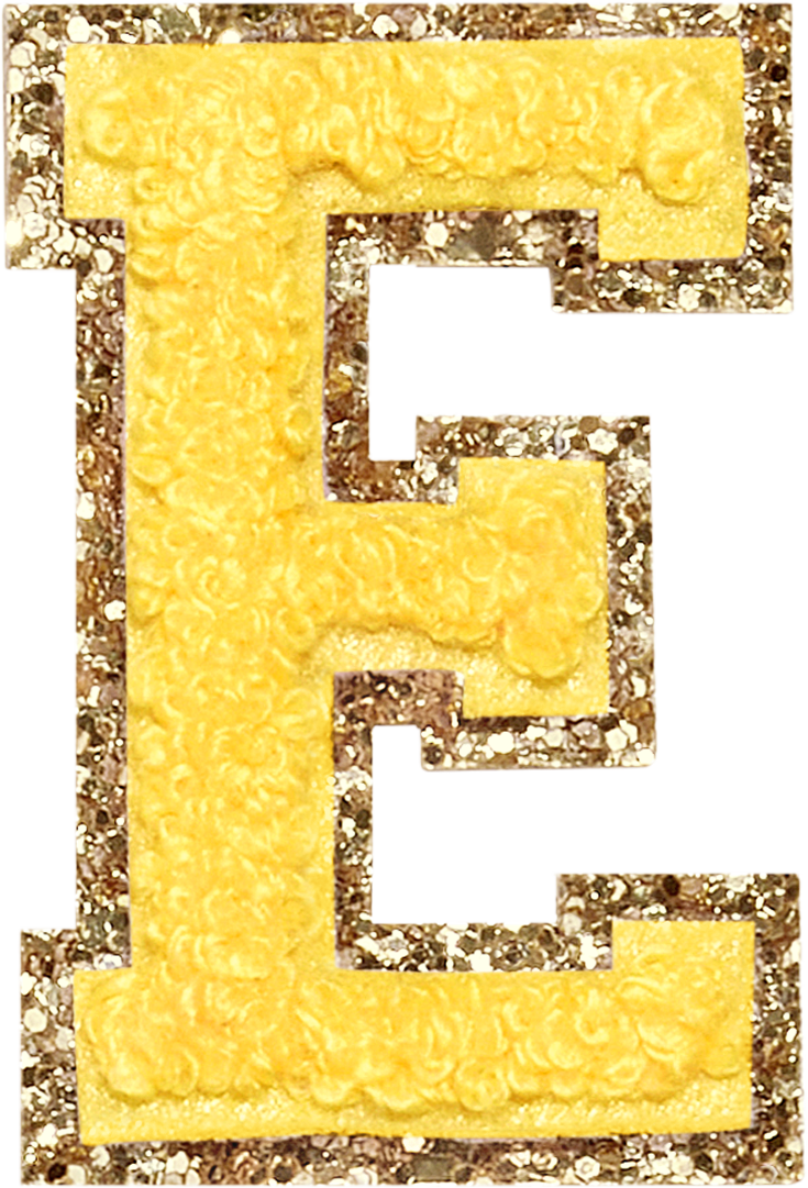 Lemon Glitter Varsity Letter Patches