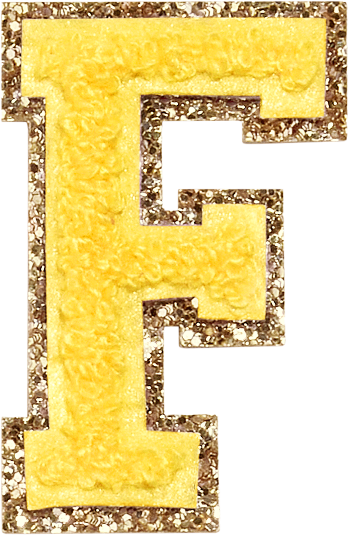 Lemon Glitter Varsity Letter Patches