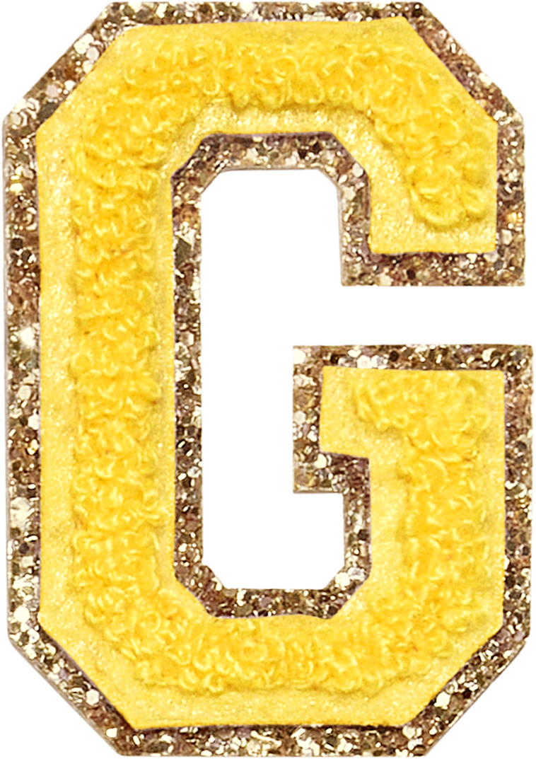 Lemon Glitter Varsity Letter Patches