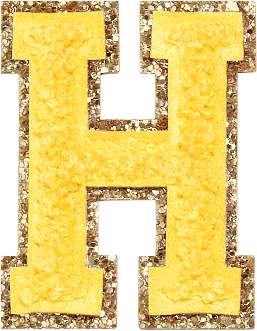 Lemon Glitter Varsity Letter Patches