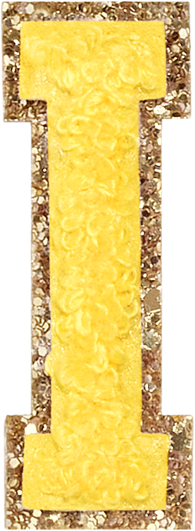 Lemon Glitter Varsity Letter Patches