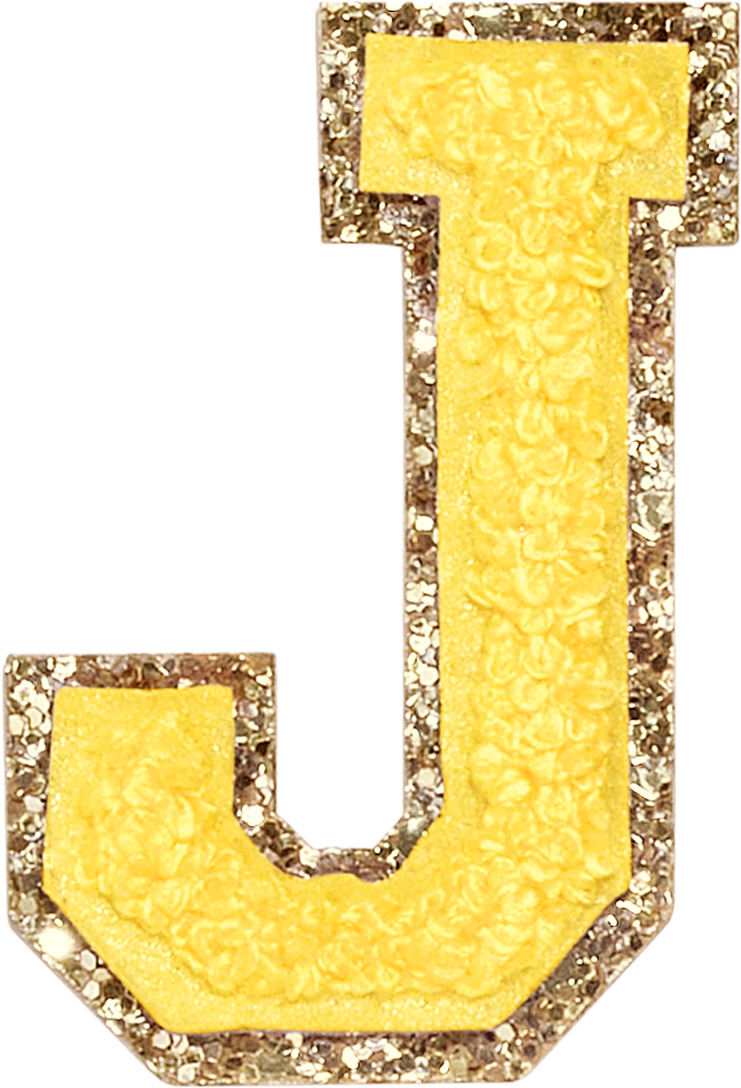 Lemon Glitter Varsity Letter Patches