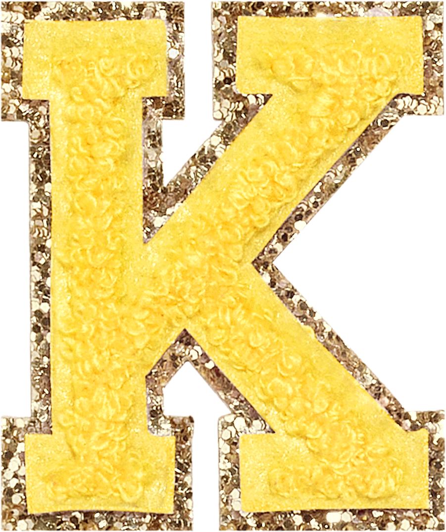 Lemon Glitter Varsity Letter Patches