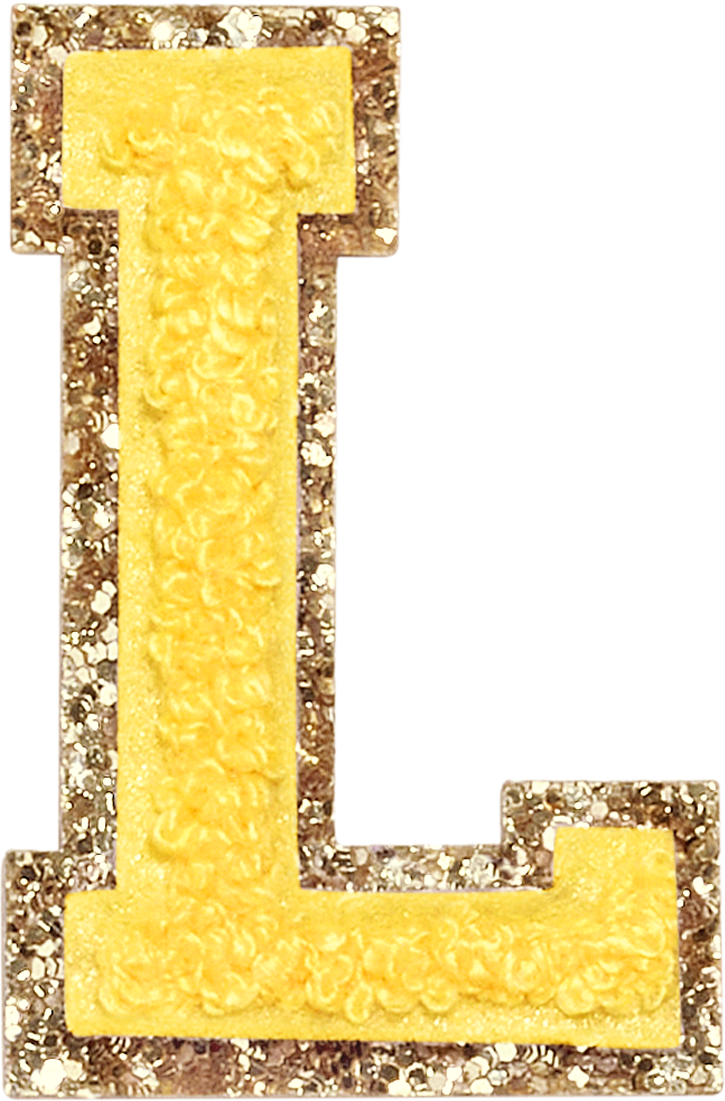 Lemon Glitter Varsity Letter Patches