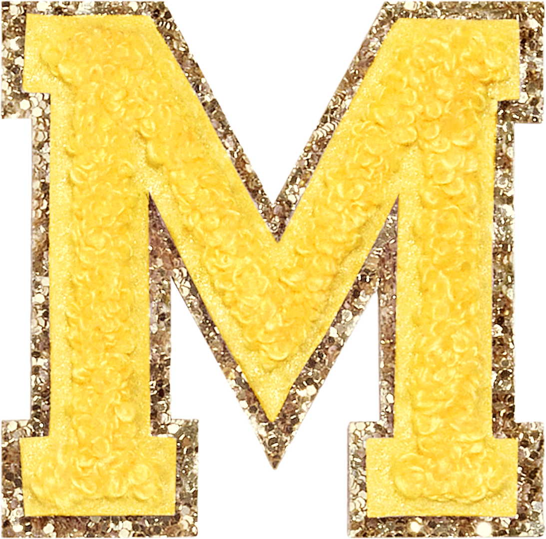 Lemon Glitter Varsity Letter Patches
