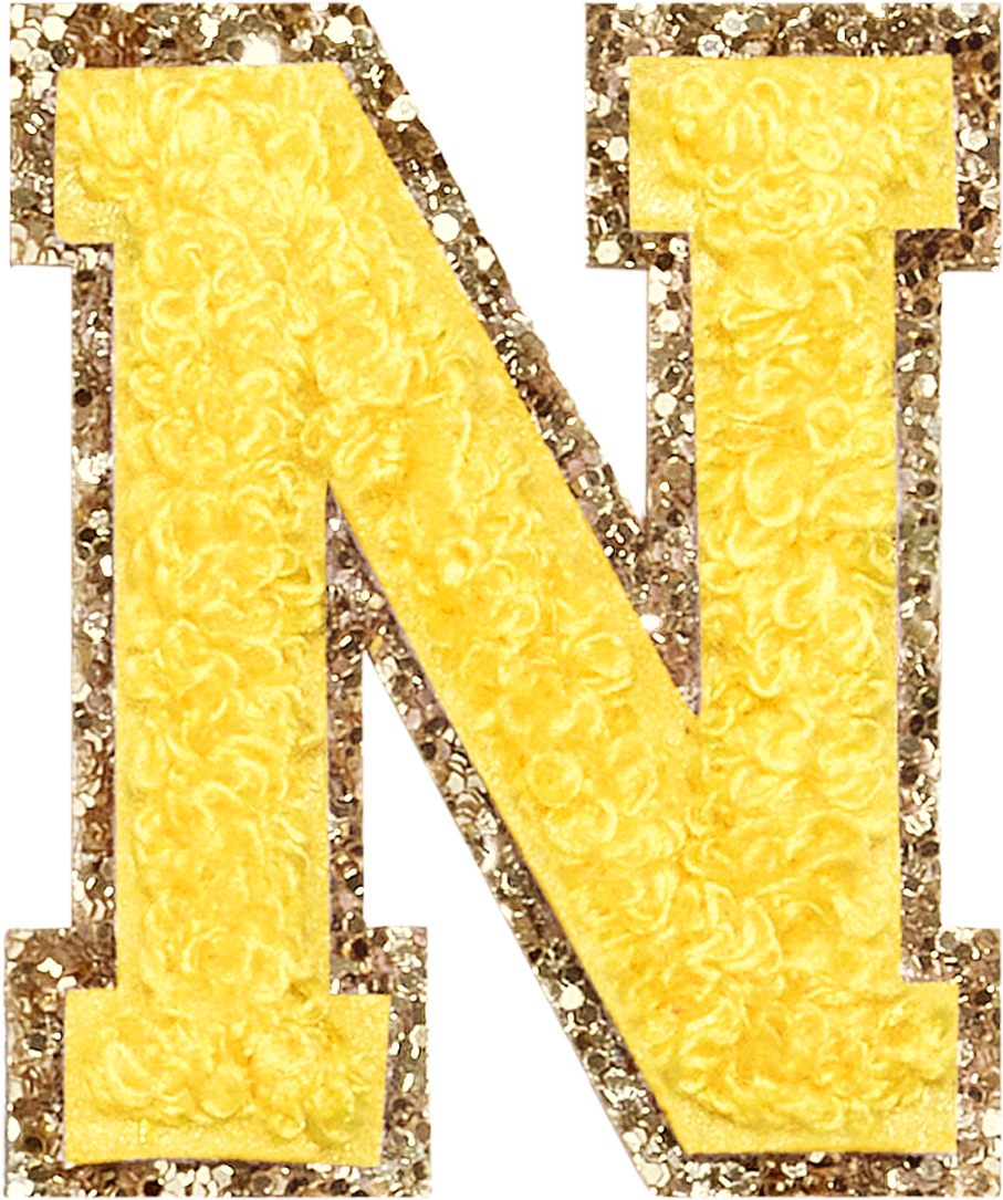 Lemon Glitter Varsity Letter Patches
