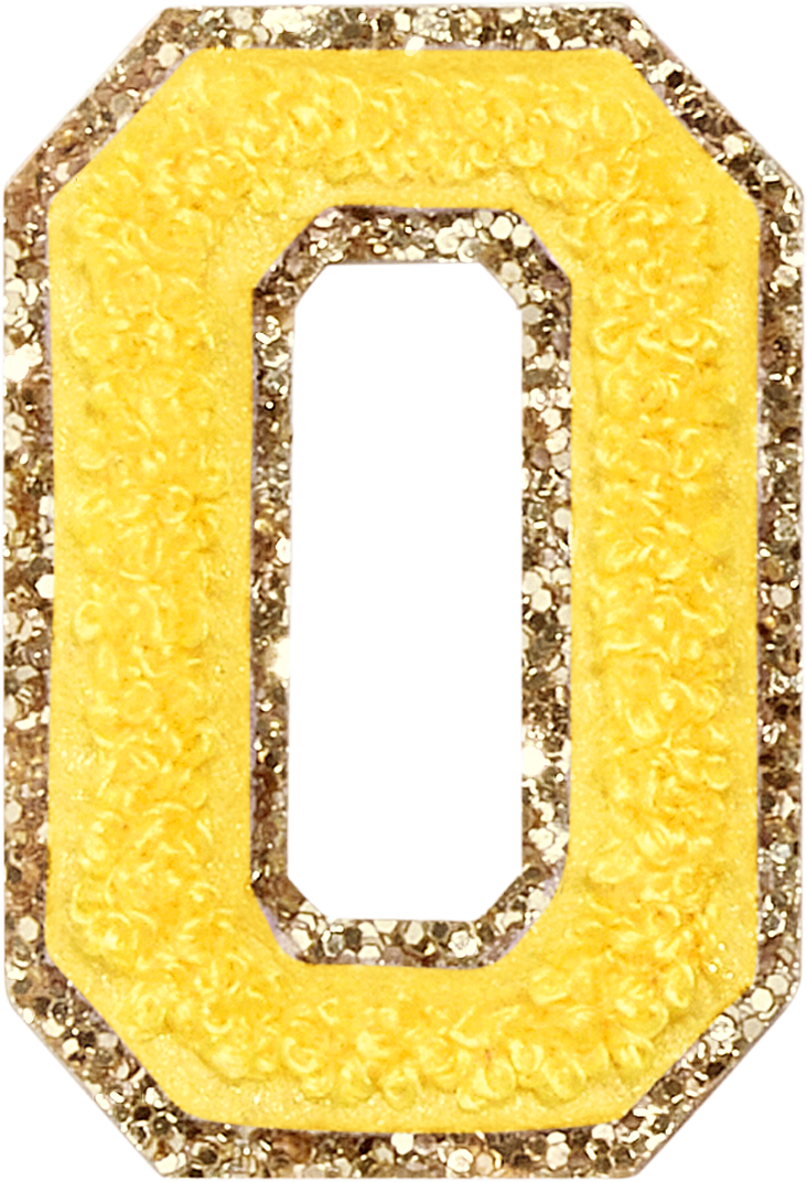 Lemon Glitter Varsity Letter Patches