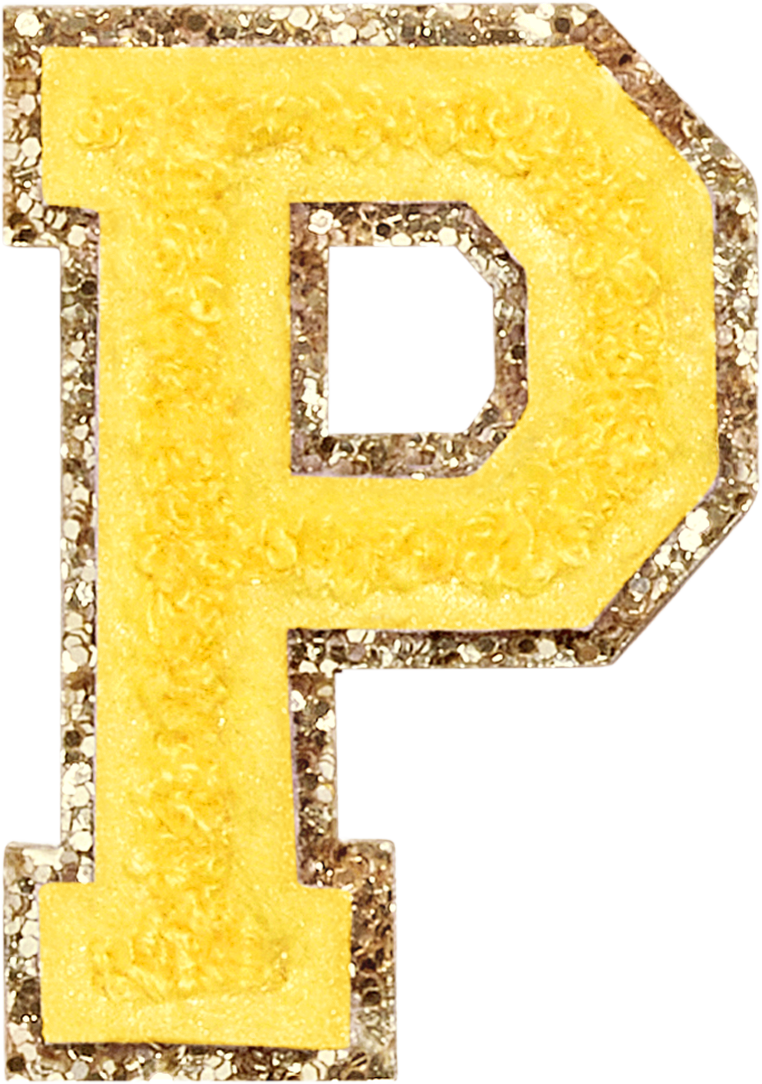 Lemon Glitter Varsity Letter Patches