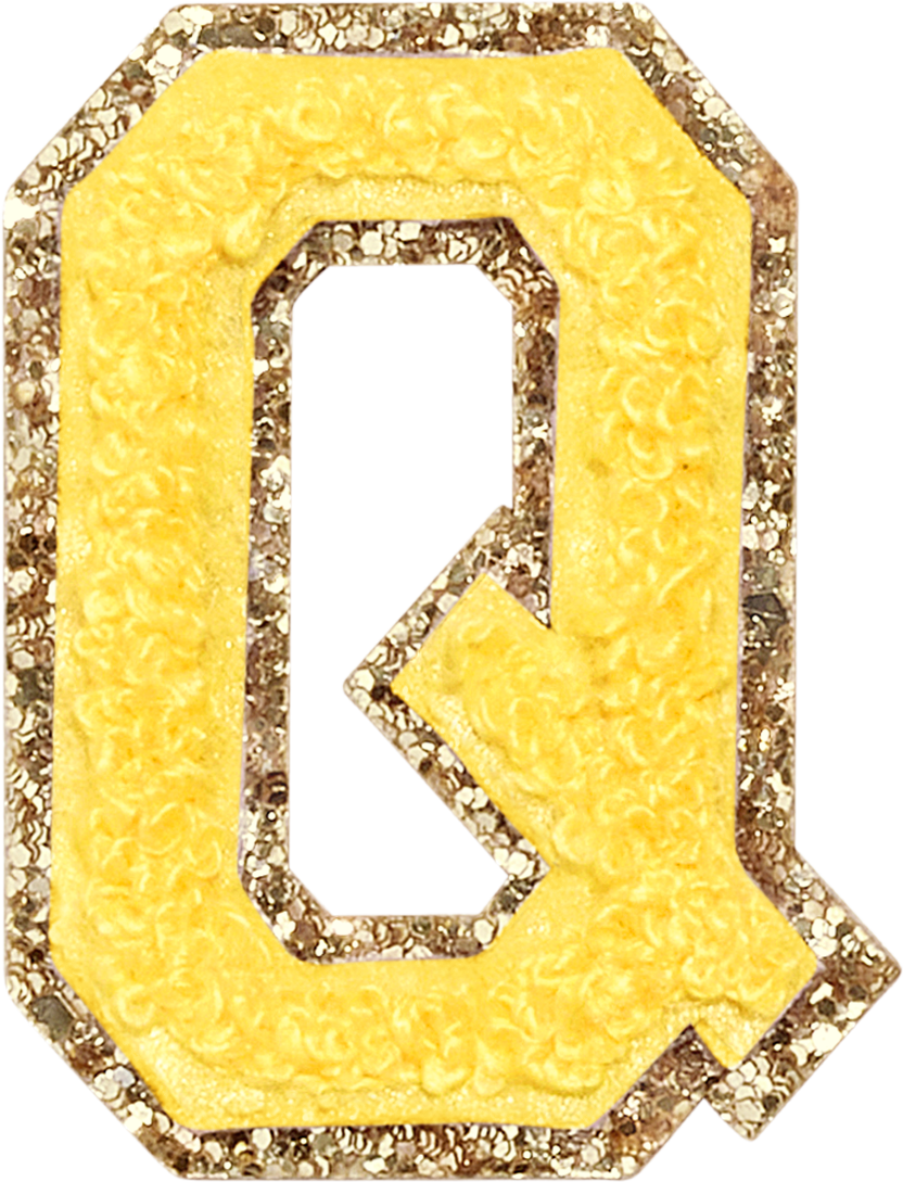 Lemon Glitter Varsity Letter Patches
