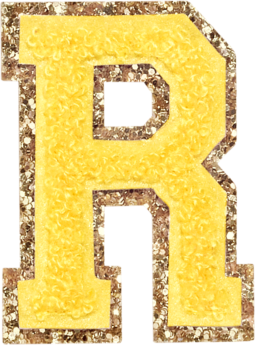 Lemon Glitter Varsity Letter Patches