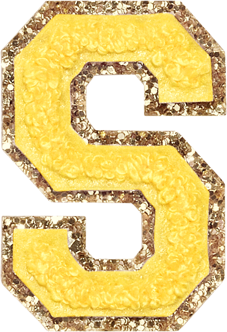 Lemon Glitter Varsity Letter Patches