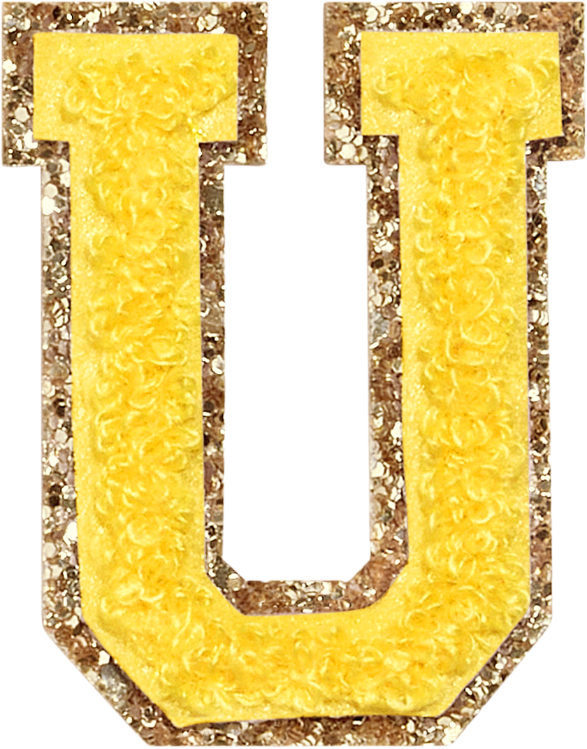 Lemon Glitter Varsity Letter Patches