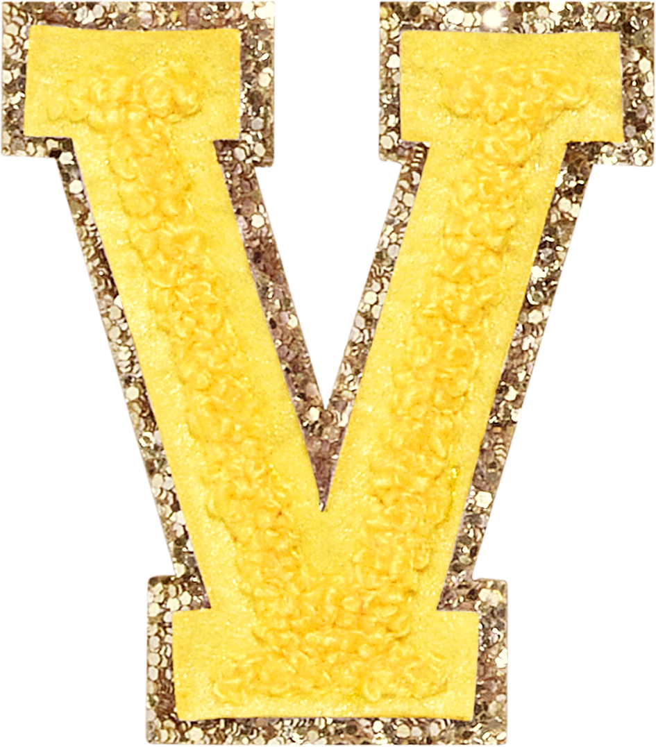 Lemon Glitter Varsity Letter Patches