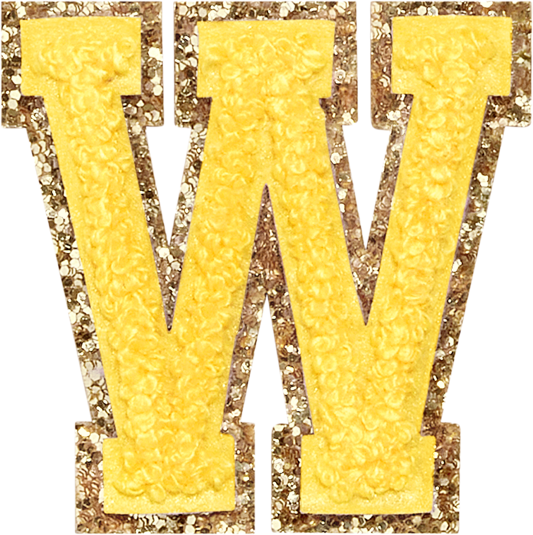 Lemon Glitter Varsity Letter Patches
