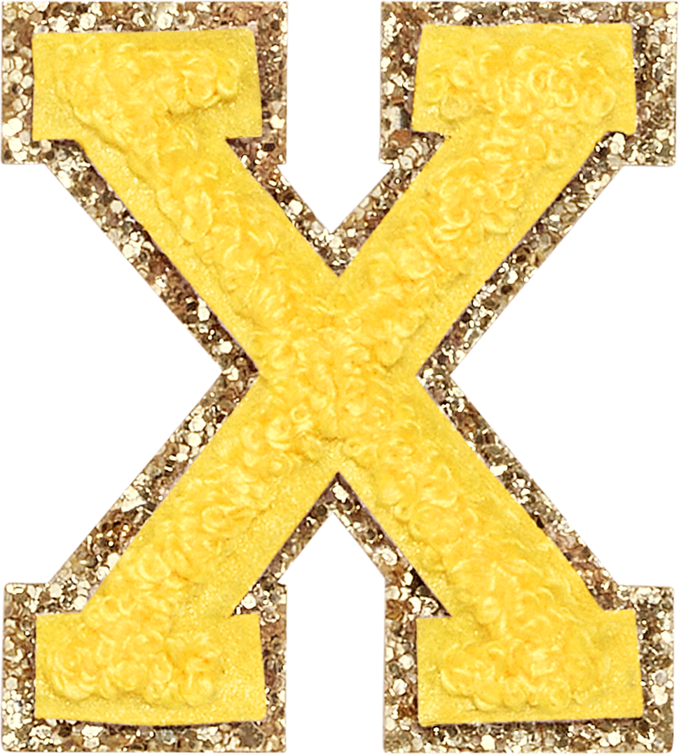 Lemon Glitter Varsity Letter Patches