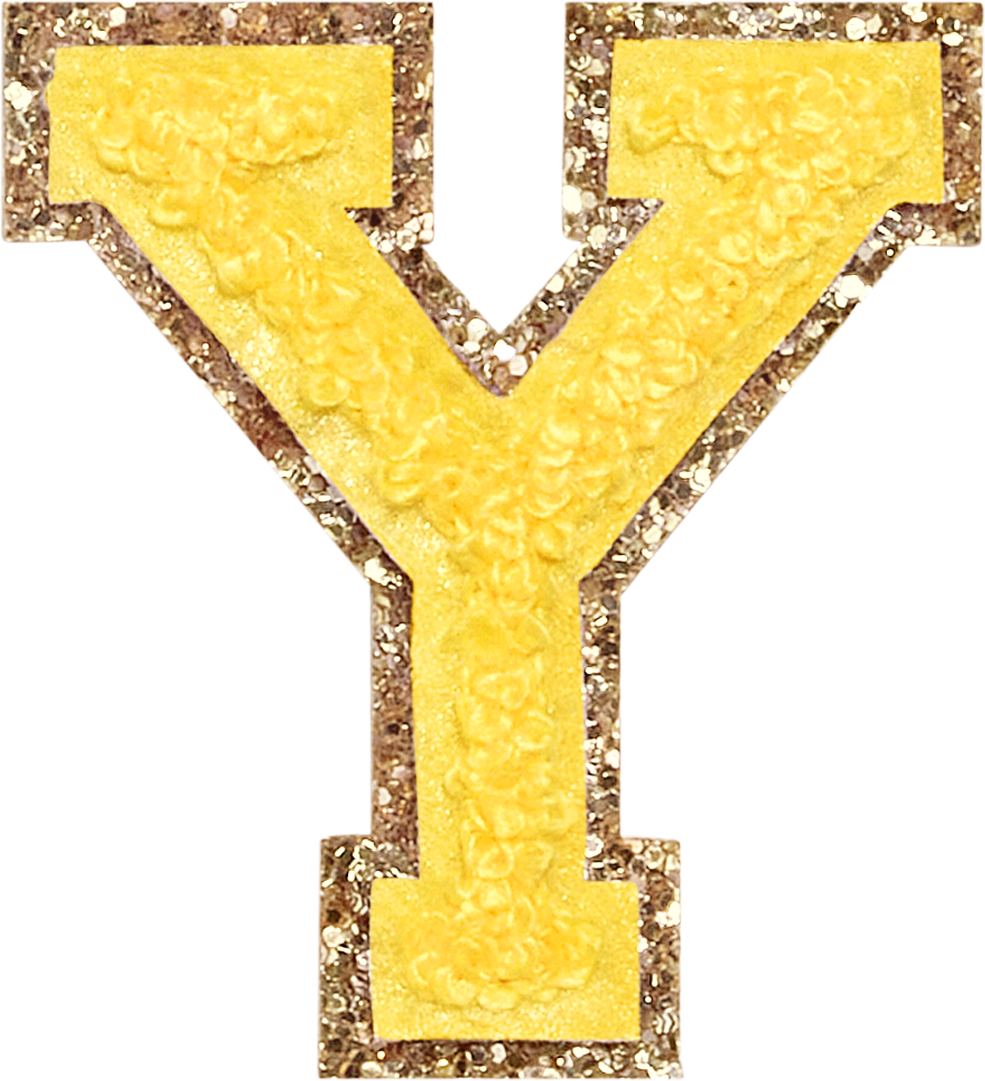 Lemon Glitter Varsity Letter Patches