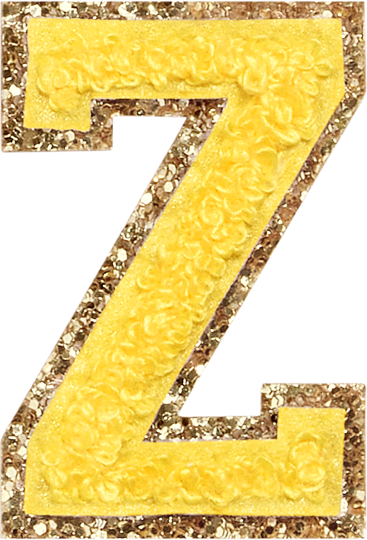 Lemon Glitter Varsity Letter Patches