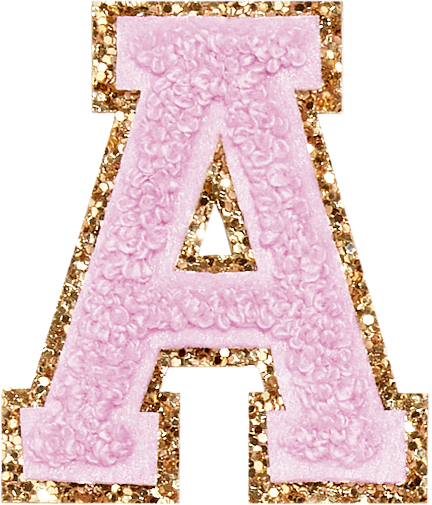 Lilac Glitter Varsity Letter Patches