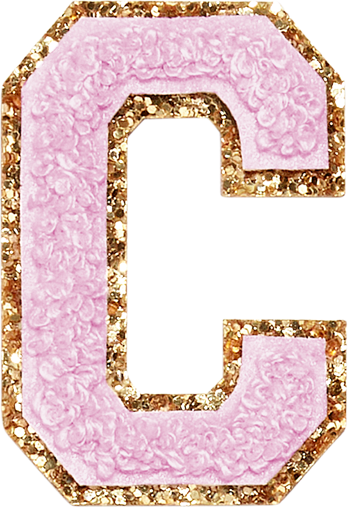 Lilac Glitter Varsity Letter Patches