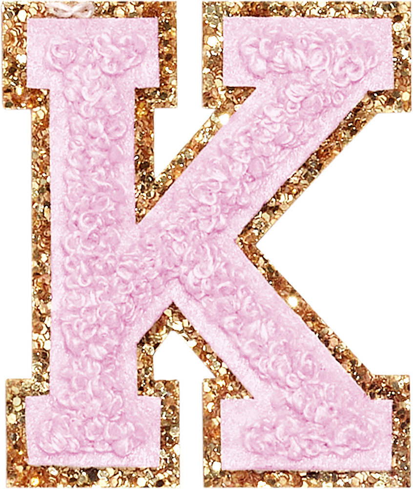 Lilac Glitter Varsity Letter Patches